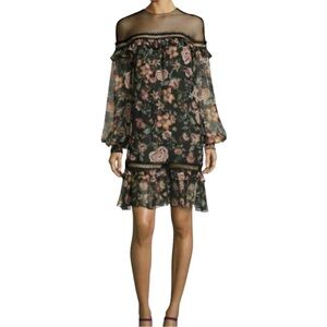SACHIN + Babi Callie Mini Ruffle Dress Black Floral 4